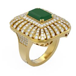 8.52 ctw Emerald & Diamond Ring 18K Yellow Gold - REF-384G4W