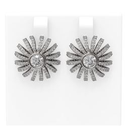 3 ctw Diamond Earrings 18K White Gold - REF-342N5F