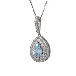3.77 ctw Aquamarine & Diamond Victorian Necklace 14K White Gold - REF-160F2M