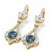 Image 3 : 5.27 ctw Intense Blue Diamond Earrings 18K Yellow Gold - REF-618H2R