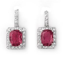 3.50 ctw Pink Tourmaline & Diamond Earrings 14k White Gold - REF-87H3R