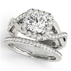 2.35 ctw Certified VS/SI Diamond 2pc Wedding Set Halo 14k White Gold - REF-406A8N