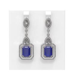 16.57 ctw Sapphire & Diamond Earrings 18K White Gold - REF-828R8K
