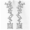 Image 2 : 4 ctw Princess Cut Diamond Designer Earrings 18K White Gold - REF-814X5A