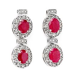 6.75 ctw Ruby & Diamond Earrings 14k White Gold - REF-136H4R