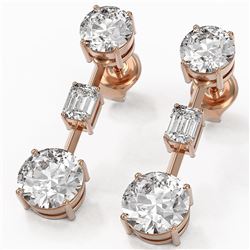 3.5 ctw Diamond Designer Earrings 18K Rose Gold - REF-752H6R