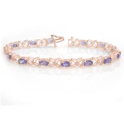 8.65 ctw Tanzanite & Diamond Bracelet 18k Rose Gold - REF-172X8A