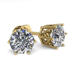 1.55 ctw VS/SI Diamond Stud Solitaire Earrings 18k Yellow Gold - REF-254N2F