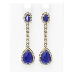 9.91 ctw Sapphire & Diamond Earrings 18K Yellow Gold - REF-249K3Y