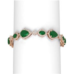33.90 ctw Emerald & Diamond Bracelet 18K Rose Gold - REF-656F9M