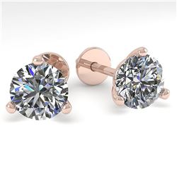 1.50 ctw Certified VS/SI Diamond Stud Earrings Martini 18k Rose Gold - REF-217X8A