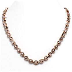 20.34 ctw Pear Cut Diamond Micro Pave Necklace 18K Rose Gold - REF-1709R3K