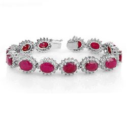 42.12 ctw Ruby & Diamond Bracelet 14k White Gold - REF-618W2H