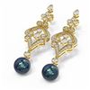 Image 3 : 4.57 ctw Diamond & Pearl Earrings 18K Yellow Gold - REF-482R9K