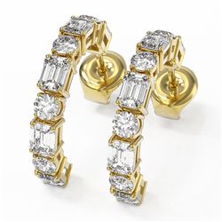 3.46 ctw Emerald Cut Diamond Designer Earrings 18K Yellow Gold - REF-471M9G