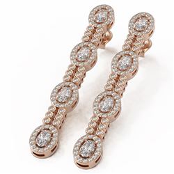3.75 ctw Oval Cut Diamond Designer Earrings 18K Rose Gold - REF-477H3R