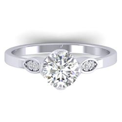 1.05 ctw Certified VS/SI Diamond Art Deco Ring 14k White Gold - REF-295W6H