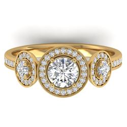 1.25 ctw VS/SI Diamond Art Deco 3 Stone Micro Ring 14k Yellow Gold - REF-134W5H