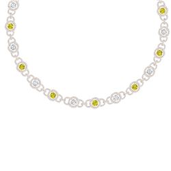 25 ctw Fancy Yellow Halo Diamond Necklace 18K Rose Gold - REF-2520G2W