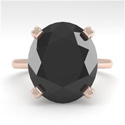 9.0 ctw Oval Black Diamond Engagment Designer Ring 18k Rose Gold - REF-247R5K