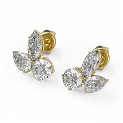 2.75 ctw Mix Cut Diamond Designer Earrings 18K Yellow Gold - REF-362K3Y