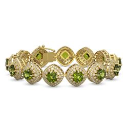 33.05 ctw Tourmaline & Diamond Victorian Bracelet 14K Yellow Gold - REF-982N8F