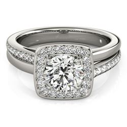 0.85 ctw Certified VS/SI Diamond Halo Ring 18k White Gold - REF-118N6F