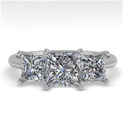 2.0 ctw Princess VS/SI Diamond 3 Stone Designer Ring 18k White Gold - REF-390K2Y