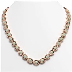 32.42 ctw Opal & Diamond Micro Pave Halo Necklace 10k Rose Gold - REF-670H8R