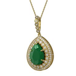 15.87 ctw Emerald & Diamond Victorian Necklace 14K Yellow Gold - REF-690A9N