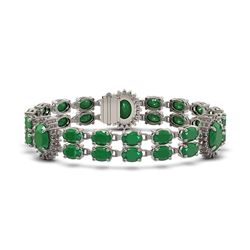 34.17 ctw Emerald & Diamond Bracelet 14K White Gold - REF-276R2K