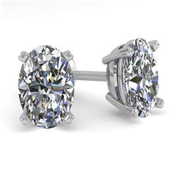 1.02 ctw Oval Cut VS/SI Diamond Stud Designer Earrings 14k White Gold - REF-121K5Y