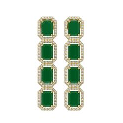 12.33 ctw Emerald & Diamond Micro Pave Halo Earrings 10k Yellow Gold - REF-178Y2X
