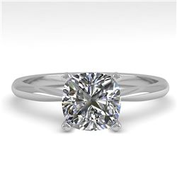 1 ctw Cushion Cut VS/SI Diamond Engagment Designer Ring 18k White Gold - REF-233R2K