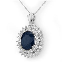 11.20 ctw Blue Sapphire & Diamond Pendant 18k White Gold - REF-236N4F