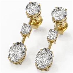 3.5 ctw Oval Cut Diamond Designer Earrings 18K Yellow Gold - REF-758K5Y