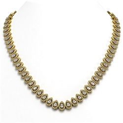 28.47 ctw Pear Cut Diamond Micro Pave Necklace 18K Yellow Gold - REF-2389N2F