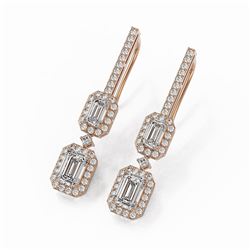 2.55 ctw Emerald Cut Diamond Designer Earrings 18K Rose Gold - REF-364Y2X