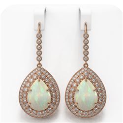 21.54 ctw Certified Opal & Diamond Victorian Earrings 14K Rose Gold - REF-612M9G