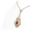 Image 2 : 10.47 ctw Ruby & Diamond Necklace 18K Yellow Gold - REF-525F5M