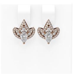 1.54 ctw Diamond Earrings 18K Rose Gold - REF-180X8A