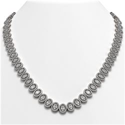 42.56 ctw Oval Cut Diamond Micro Pave Necklace 18K White Gold - REF-5876A9N