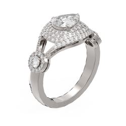 2.14 ctw Pear Diamond Ring 18K White Gold - REF-497N3F