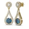Image 2 : 3.54 ctw Intense Blue Diamond Earrings 18K Yellow Gold - REF-417W6H
