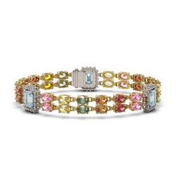 19.38 ctw Sapphire & Diamond Bracelet 14K Yellow Gold - REF-288M4G