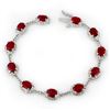 Image 1 : 12.40 ctw Ruby & Diamond Bracelet 10k White Gold - REF-125H5R