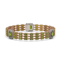 26.64 ctw Tourmaline & Diamond Bracelet 14K Rose Gold - REF-472W8H