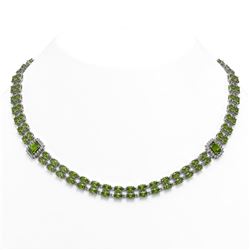 37.23 ctw Tourmaline & Diamond Necklace 14K White Gold - REF-527F3M