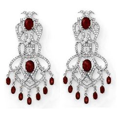 17.50 ctw Ruby & Diamond Earrings 14k White Gold - REF-439A6N