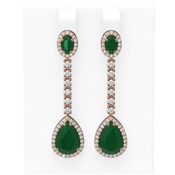 9.91 ctw Emerald & Diamond Earrings 18K Rose Gold - REF-249R3K